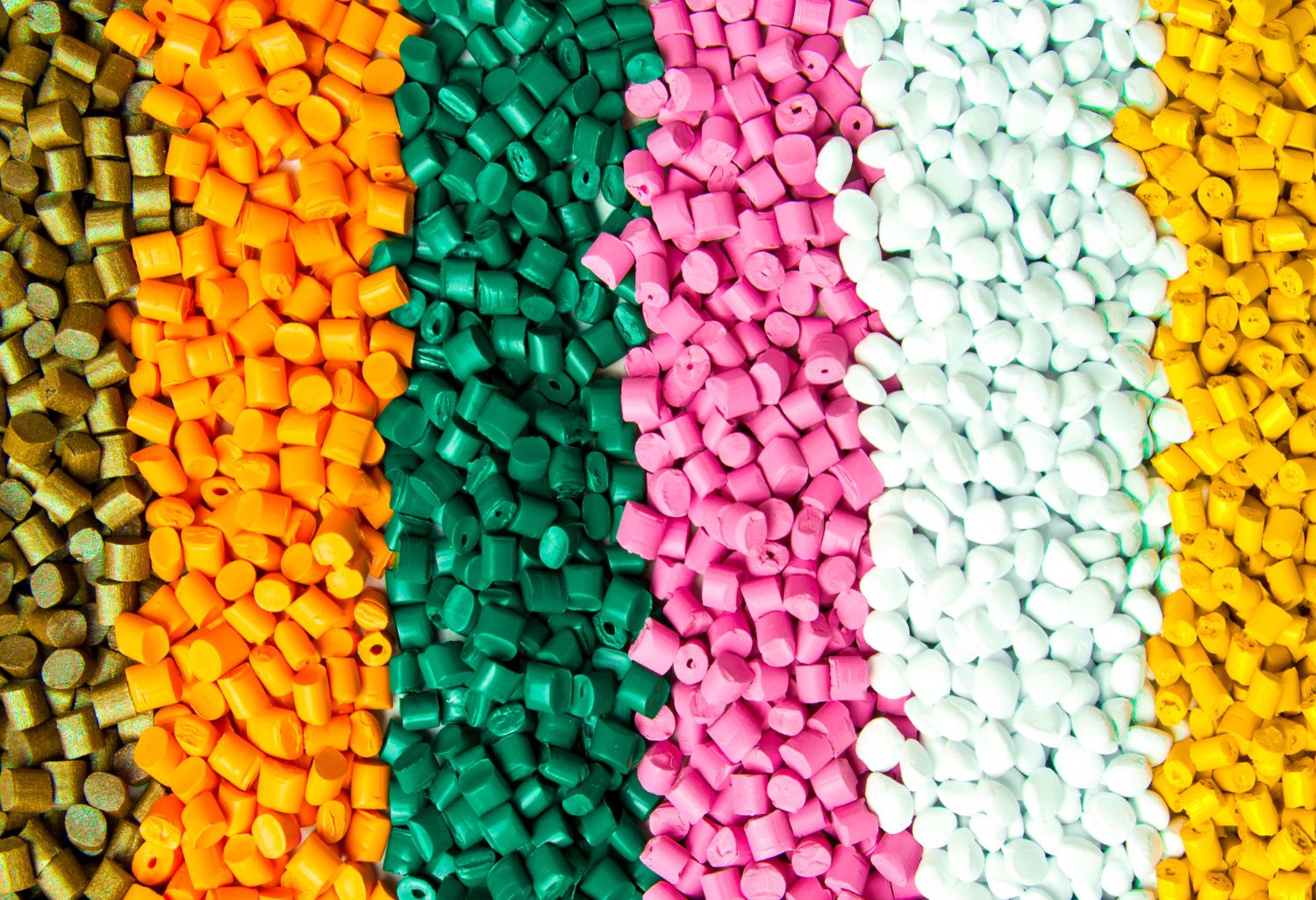 Plastics pellets, plastic granules after processing. Polymer representing Plastics Companies